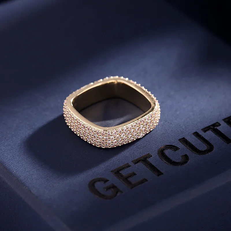 

MIQIAO, позолоченные корейские модные простые роскошные квадратные винтажные кольца с кристаллами циркония для женщин, свадебный подарок, юве...