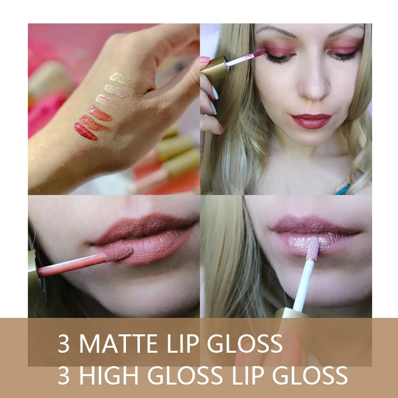 MIXDAIR Матовая Жидкая Помада 6 Шт. / Компл. Блеск для губ Блеск для глаз Shimmer Face Nude Макияж Маркер Алмазный Пигмент Водонепроницаемый