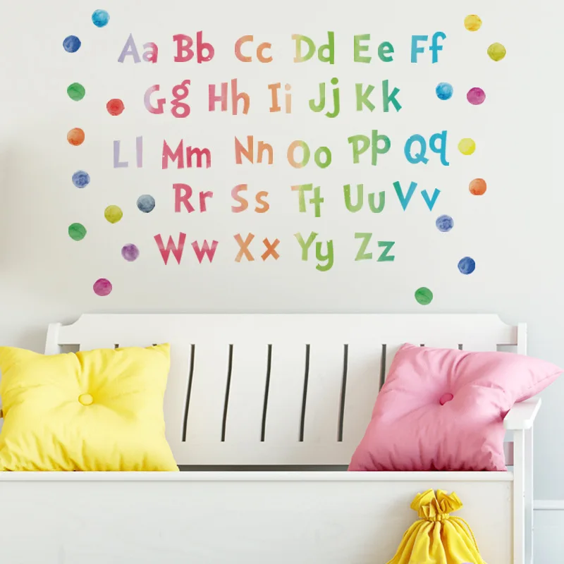 Многоцветная Наклейка на стену с алфавитом для детских комнат детского сада