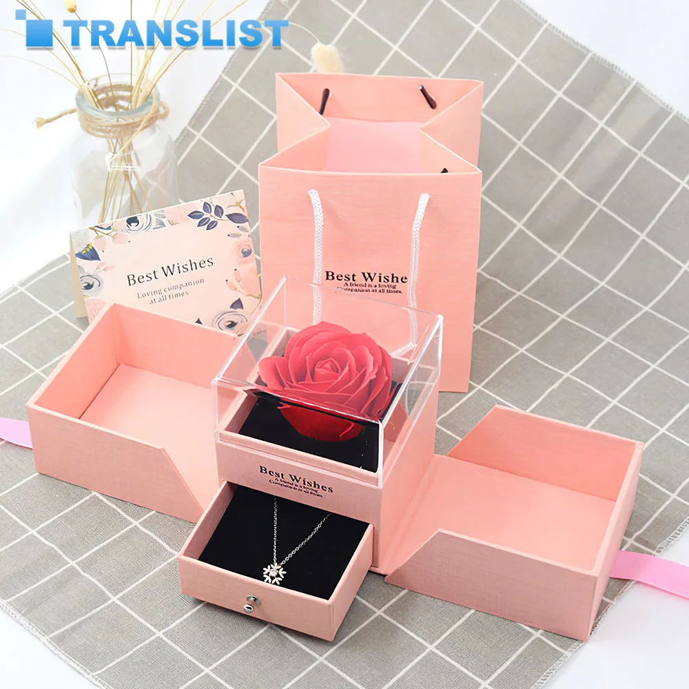 

Flower Rose Jewelry Box Girl Women Earrings Necklace Lipstick Makeup Storage For Wedding Birthday Valentines Day Gifts Box