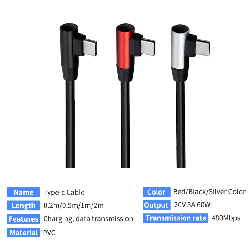 90 Degree Right Angle Type-c Wire Type c to Male Interface Double type-c Cables For Mobile Phone Tablet Laptop | Мобильные телефоны