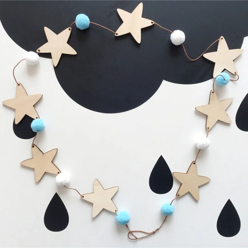 B2 Nordic фетровой ткани строка облако гирлянда вечерние баннер детской комнаты настенный Декор шатер кровать коврик Baby Shower овсянка орнамент - Цвет: B2