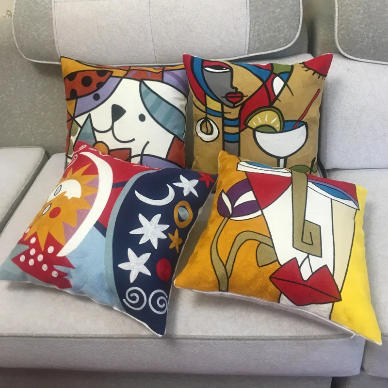 

Embroidery Pillow Cover Cotton Canvas Cushion Cover Home Decor Cushion Decorative Bohemian Pillow Case for Sofa Bed or Farmhous