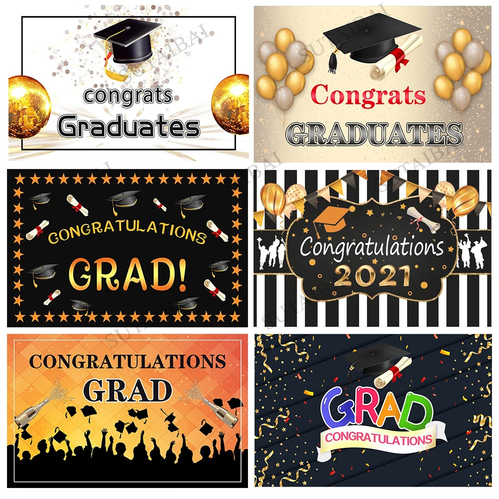 

Happy Birthday Theme Party Gold Glitter Balloons Champagne Backdrop for Photography Black Graduation Background For Photo Studio