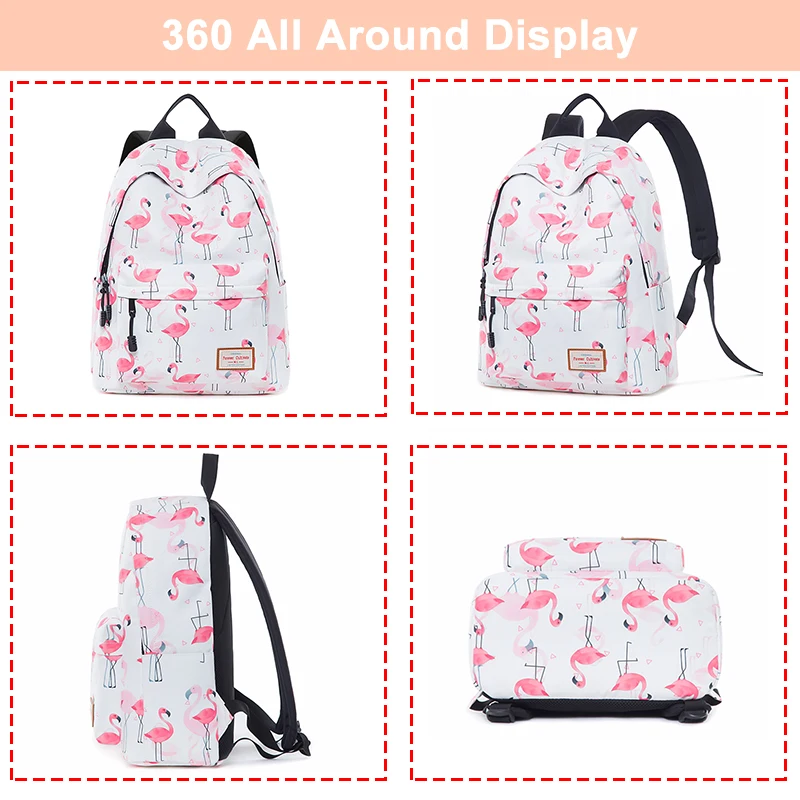 Flamingo Backpack Bag for Teenage Girls Big Capacity Travel Bagpack Durable Printed School Bags College Student Bookbag Children