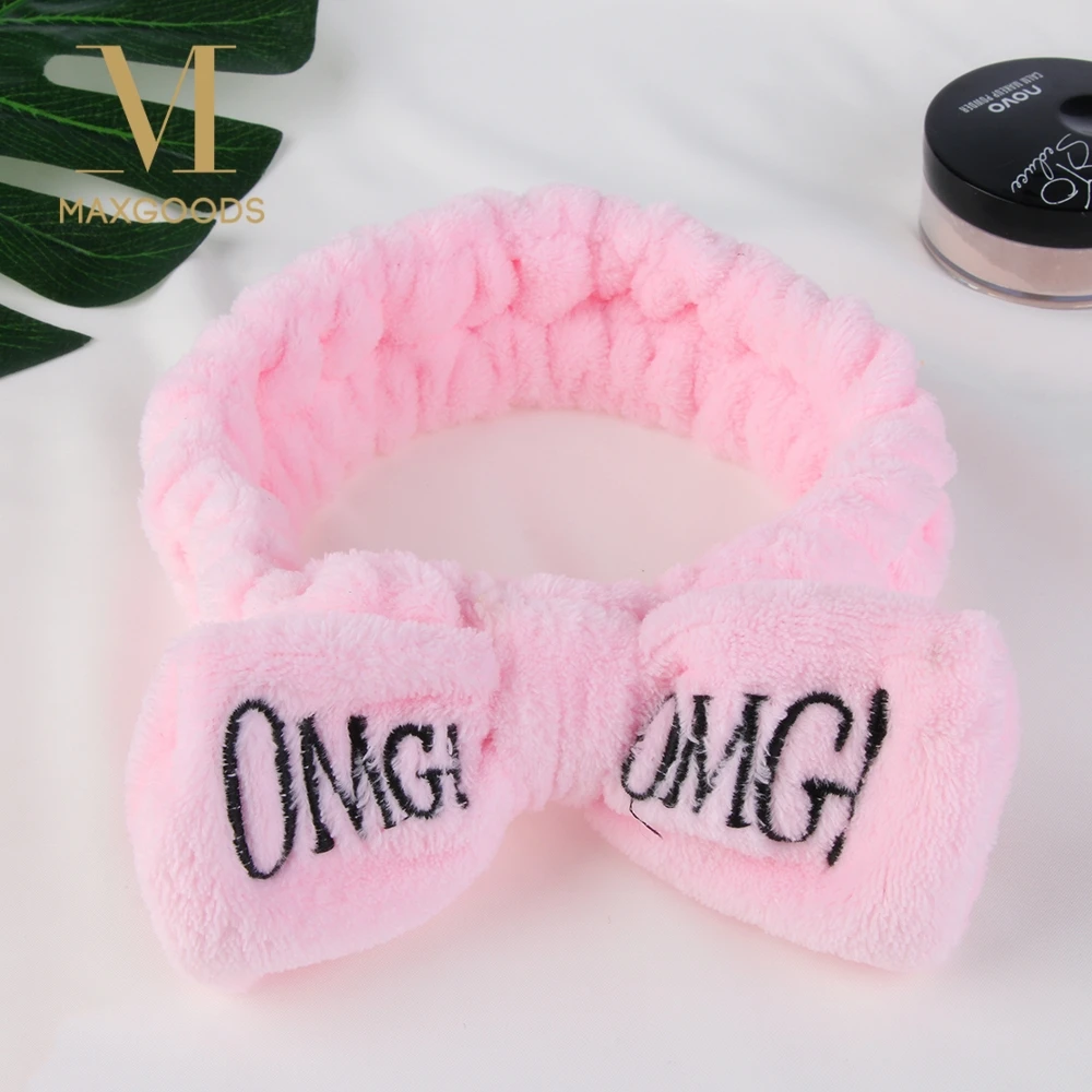 Для женщин украшенные бантом бабочкой модная повязка для волос OMG письма мыть