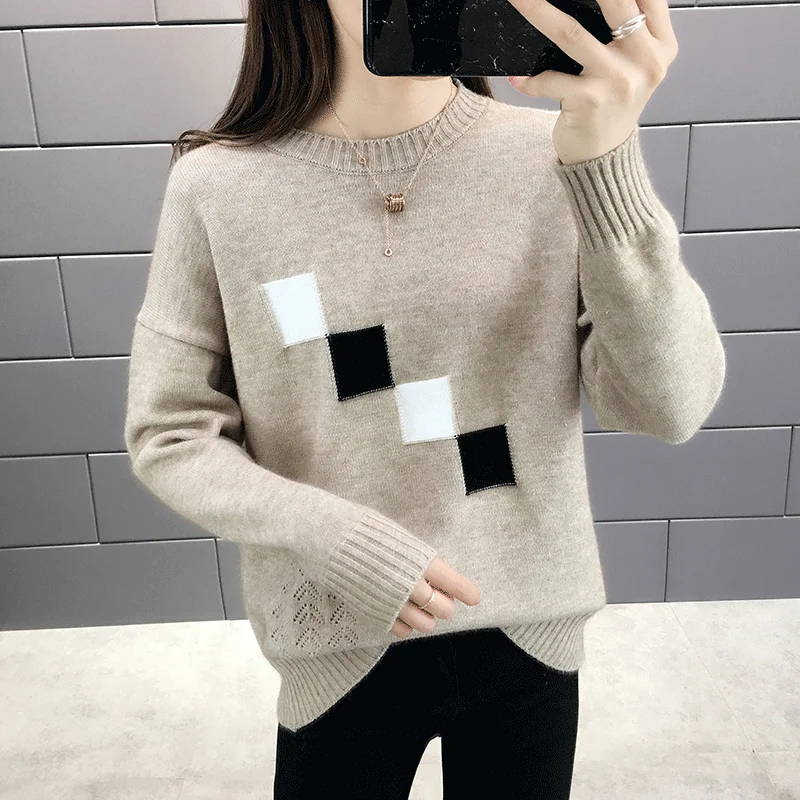 Autumn dress 2019 new Cec sweater is lazy and loose-bottomed. Winter long- j0400-12038 [No. 1 in the 9th row of lobby] | Женская одежда