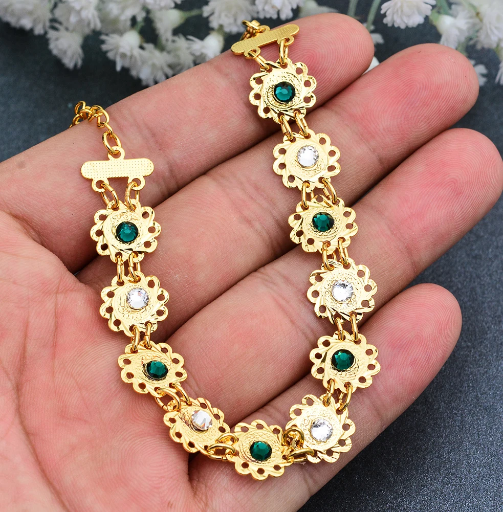 

Bangles Arab Ethnic Girly Fresh Gold Coin Bracelet with Zircon Women Dubai Jewelry Bracelet African gifts kid Birthday present