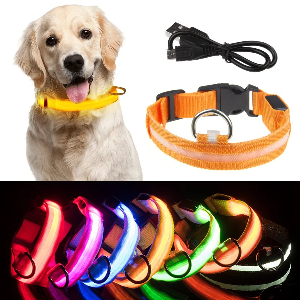 Светящийся ошейник с USB-зарядкой светодиодный для собак товары | Дом и сад