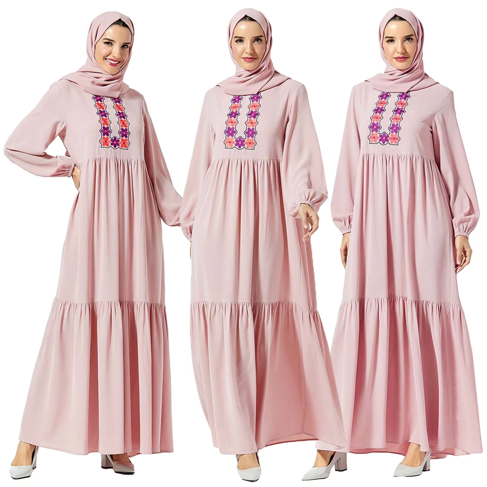 Винтажное женское плиссированное платье с длинным рукавом абайя мусульманский