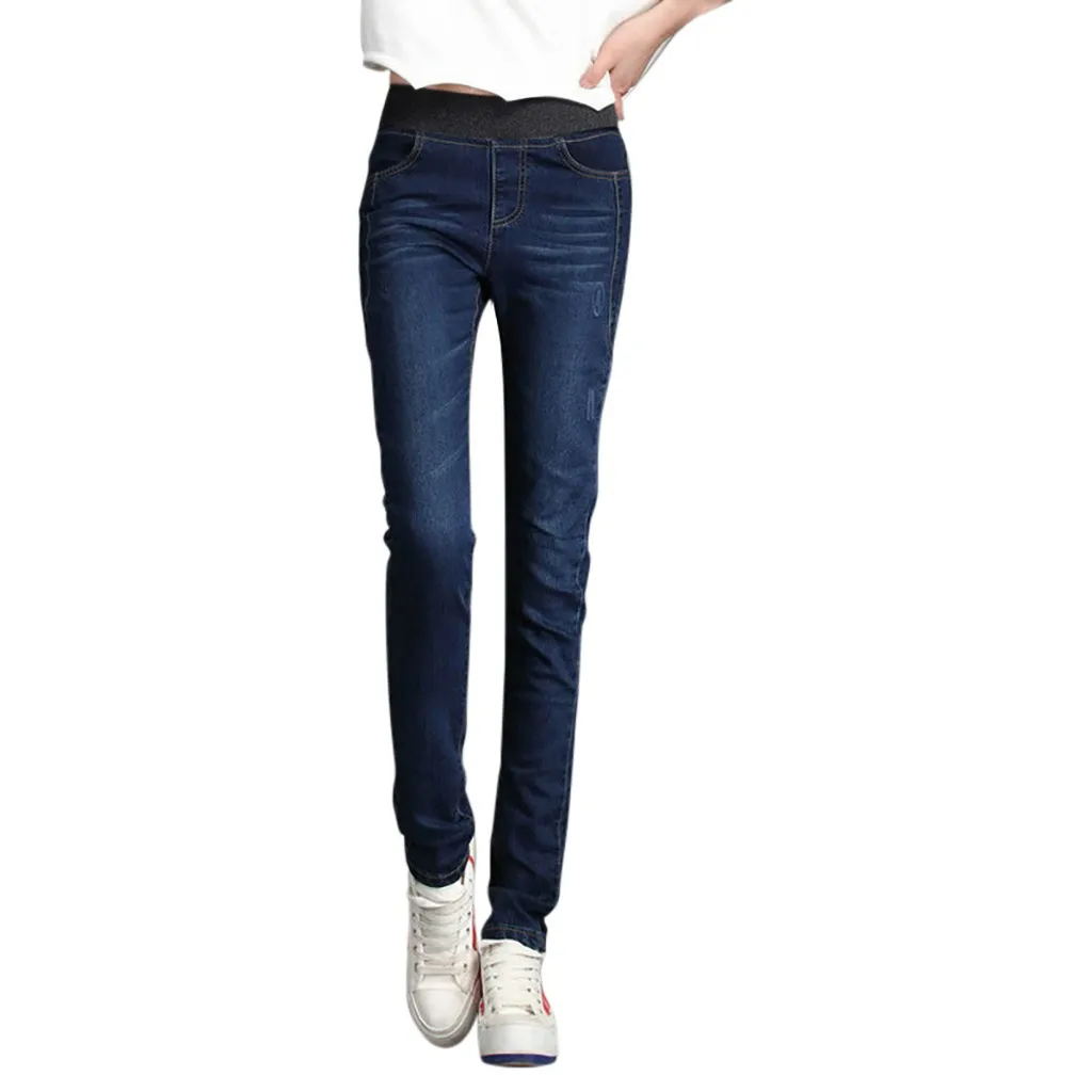 

Women's 2021 New Fashion Casual Solid Color Elasticity Pockets High Waist Elastic-waist-band Slimming Skinny Jeans Long Leggings