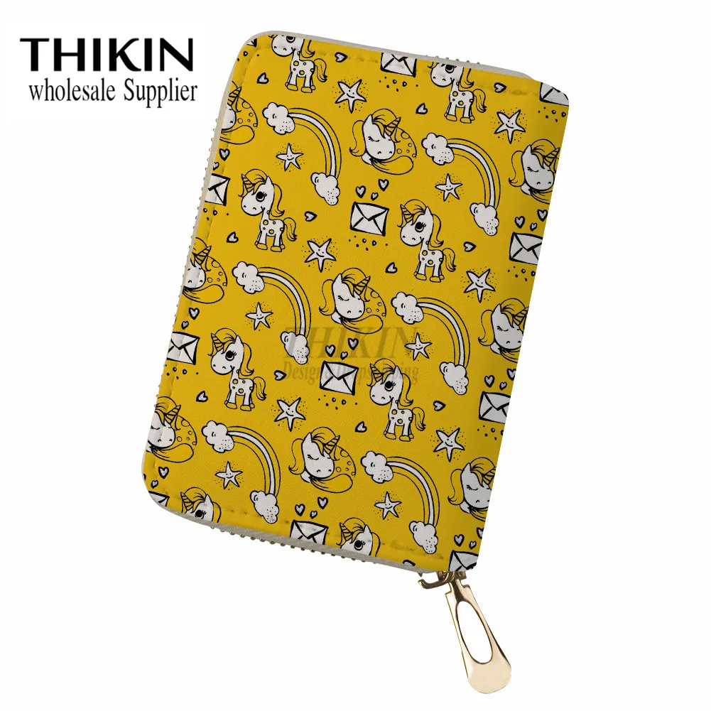 THIKIN Kawaii с рисунком пони Для женщин карты держатель для кредитных карт стильная