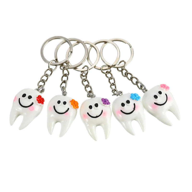 

1/5/10Pcs Dental Simulation Pendant Tooth Keychain Lovely Cartoon Dental Decoration Clinic Promotional Gifts Dental Accessories