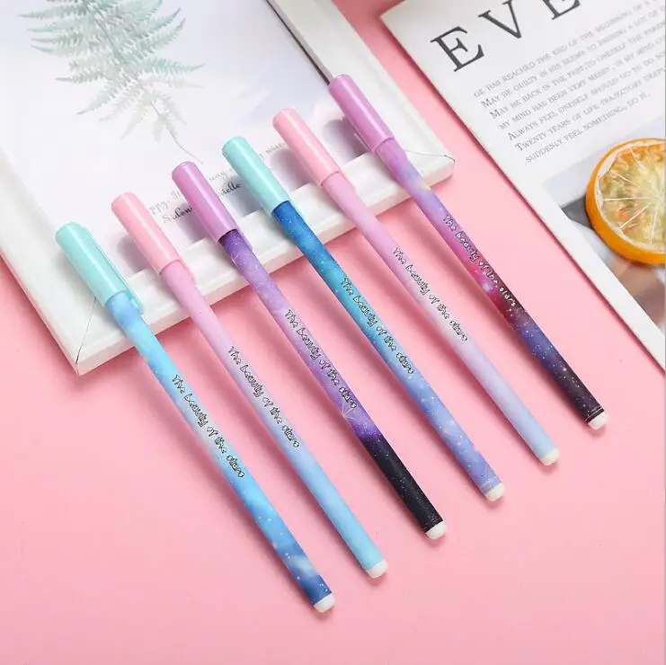 

60 pcs/lot Kawaii Starry Sky Gel Pen Cute 0.5mm black ink Signature Pens Office School Writing Supplies Promotional gift