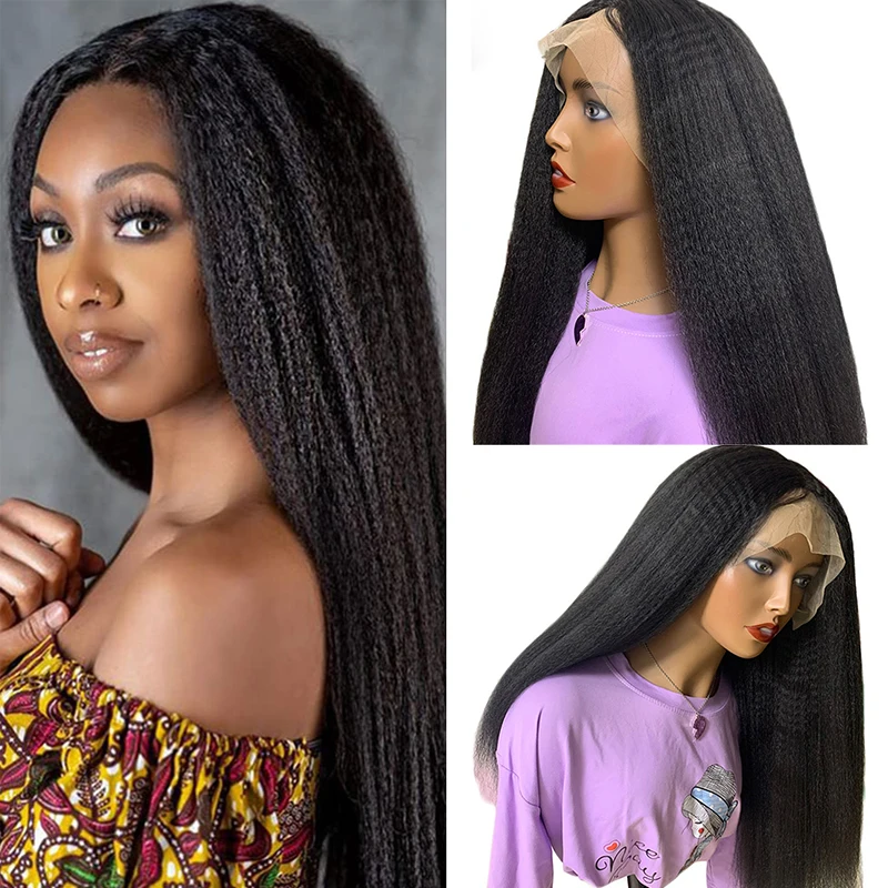 

Синтетический парик Yaki с прямыми волшебными волосами, парик Yaki с прямыми длинными афро-волосами канекалона, парик из синтетических волос с фронтальной сеткой