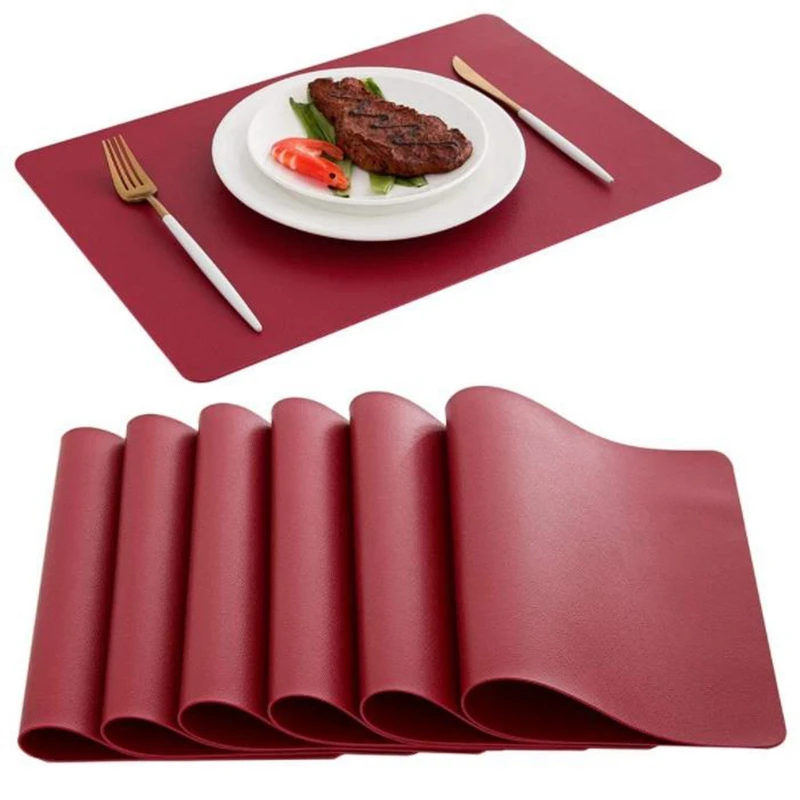 

JEYL 6 упаковок ковриков кожаные Коврики для стола термостойкие легко моющиеся водонепроницаемые коврики для кухонного обеденного стола