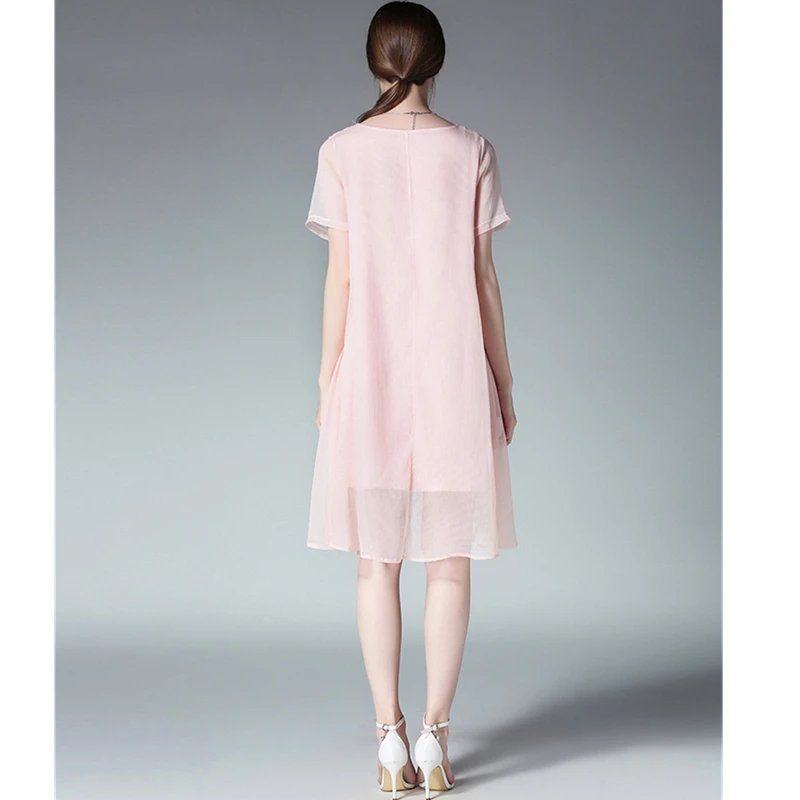 Новинка 2020 летнее платье большого размера свободное круглый вырез короткий