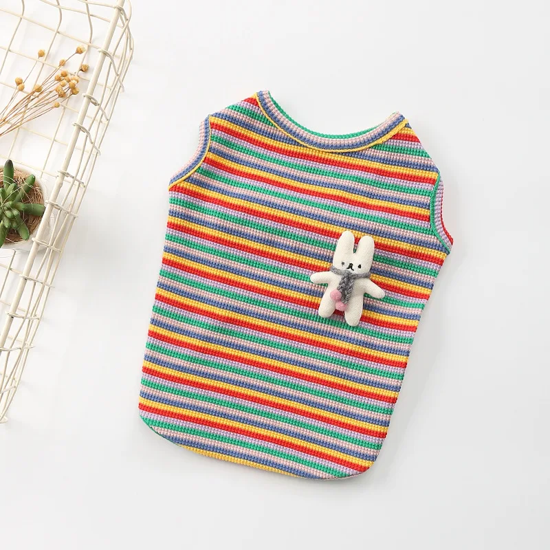 

Dog Clothes New Cotton Elastic Jallab Cat Clothes Striped Pet Summer Cold Vest Manufacturer Wholesale