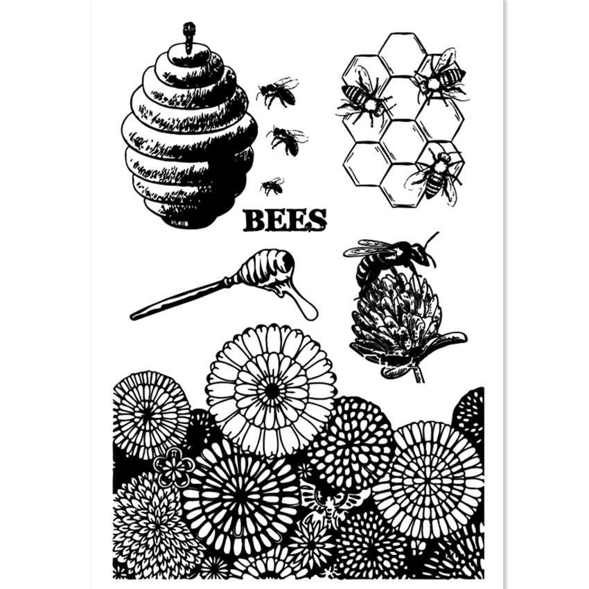 Горячая продажа цветок пчелы прозрачные штампы/Силиконовые печати Ролик Штамп