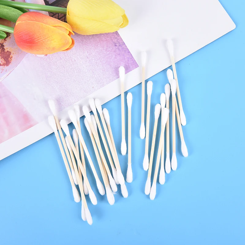 100 ⑤ упак. двухголовые ватные тампоны для женщин кнопки макияжа наконечник ушей