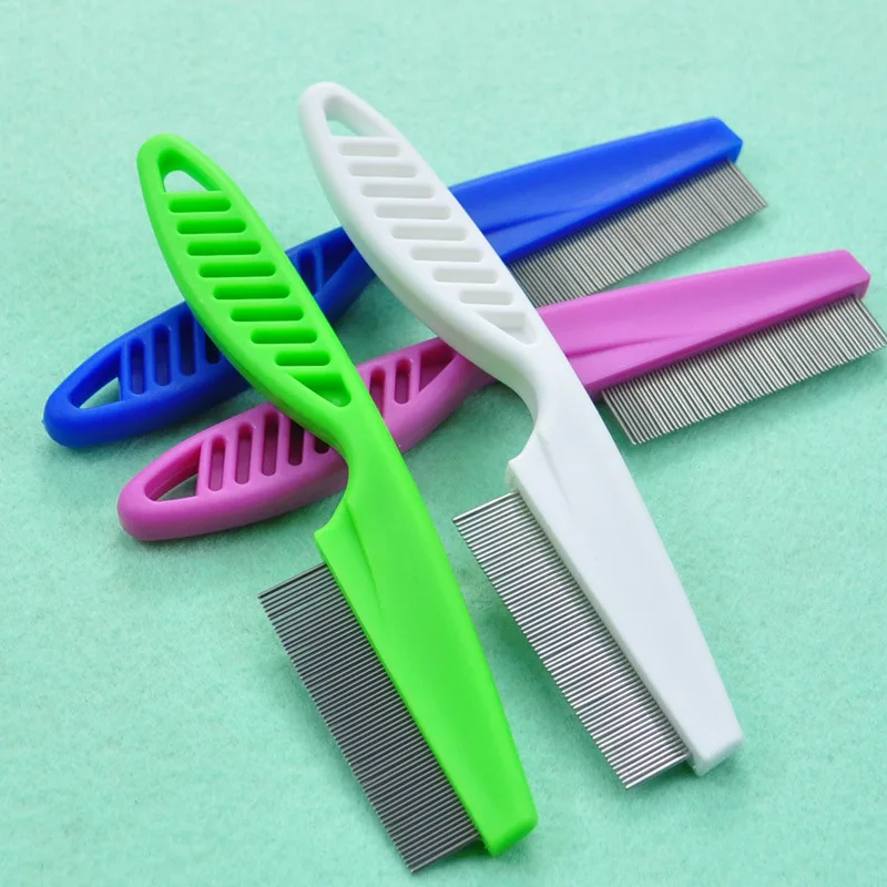1Pcs Lice Brush Portable for Cat Dog Cleaning Tool Flea Comb Pure Color Pet Animal Care Hair Grooming Combs Stainless Steel | Дом и сад