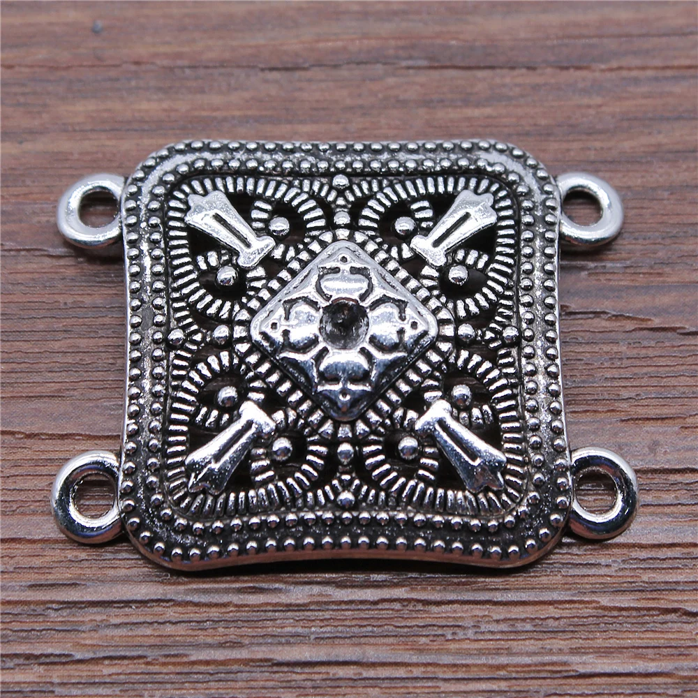 

Tristana 4pcs 30x39mm Antique Silver Color Body Chain Charms Flower Porous Connectors For Jewelry Making Necklace Accessoreis