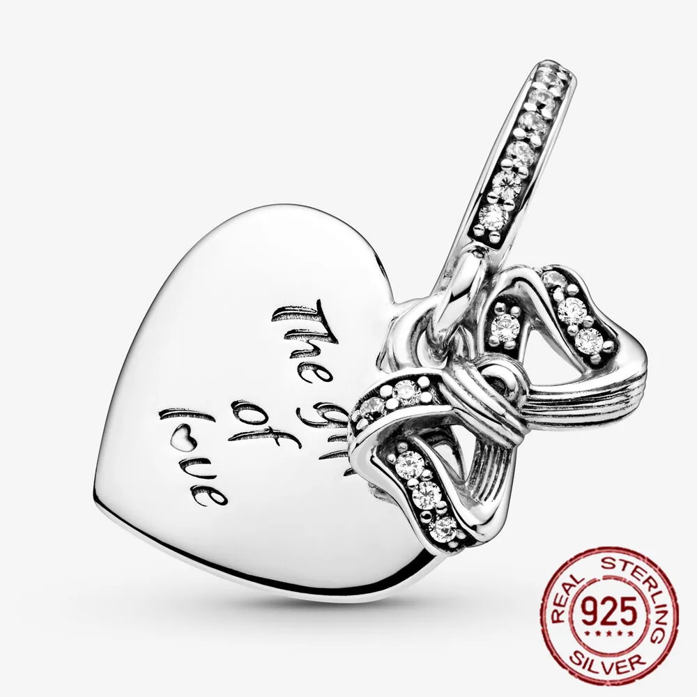 

Hot Sale 925 Sterling Silver Love Forever Heart Dangle Charms Beads fit Original Pandora Bracelet Necklace Silver 925 Jewelry