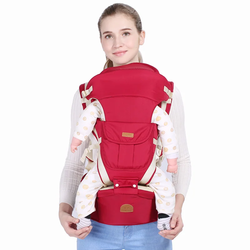 Red QINHU 0-48 м, эргономичный слинг для лица, обхват талии, красный, розовый, няня, мягкое сиденье, Детская слинг, обертывание для путешествий - Цвет: Red