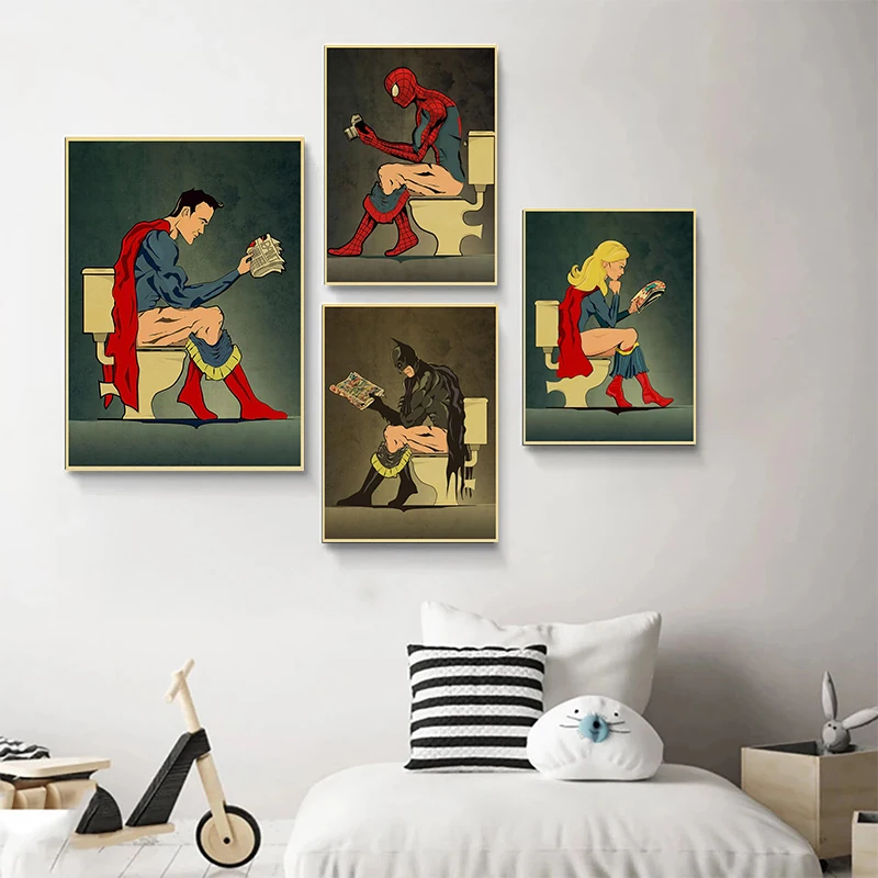 

Marvel Avengers Poster Superhero Anime Prints Captain America Spider-Man Canvas Art Children Room Decoration Home Birthday Gift
