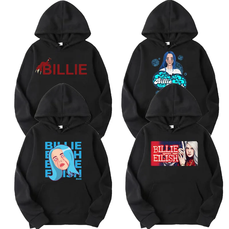 QZHIHE Billie Eilish Fashion Printed Hoodies Women/Men Long Sleeve Hooded Sweatshirts Hot Sale Casual Trendy Streetwear Sweater | Мужская