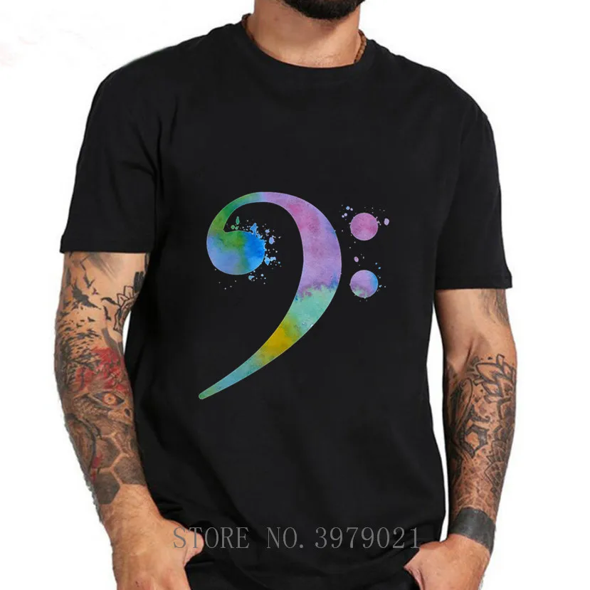 Уникальные мужские футболки басовый музыкальных нот Одежда с круглым * средства