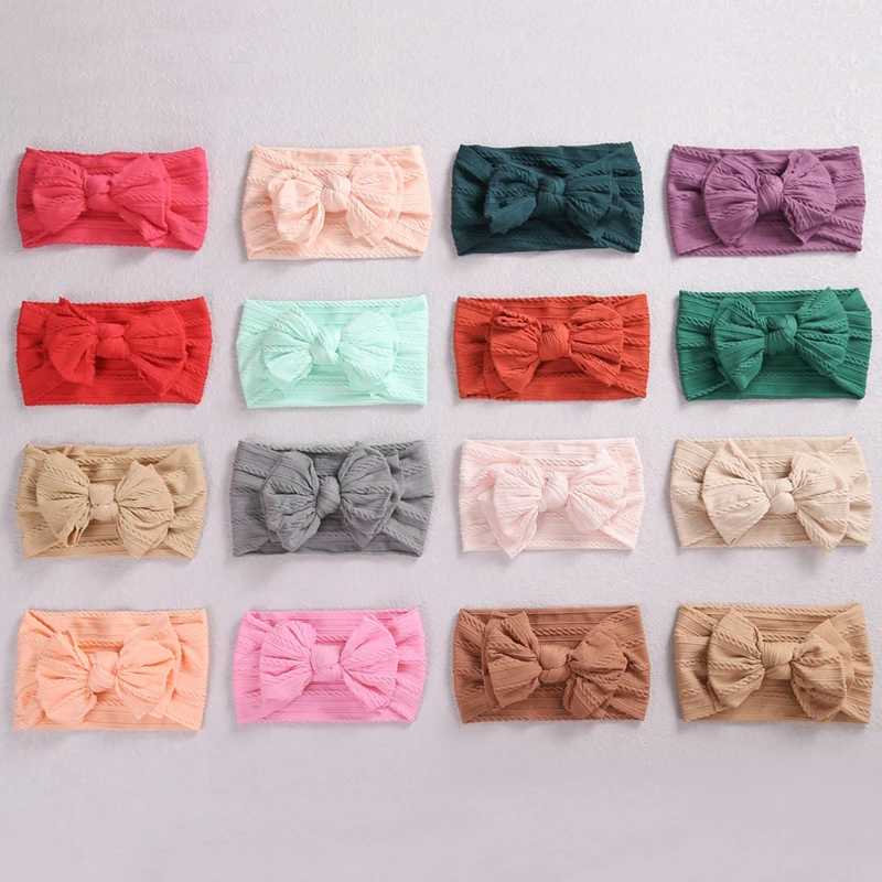 Diadema de punto con Cable para beb&eacute; y ni&ntilde;a, lazos para la cabeza, accesorios para el cabello el&aacute;sticos, turbante de nailon infantil, diadema de princesa-5