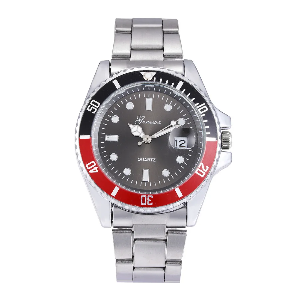 

Popular Business Casual Men's Steel Strap Watch Simple Casual Green Water Ghost Calendar Quartz Watch Gift Watch