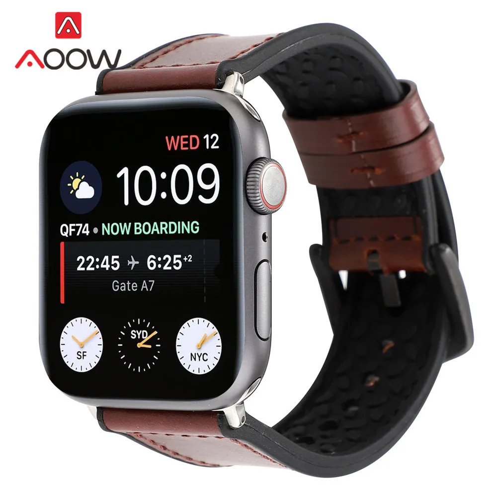 Резиновый кожаный ремешок для часов Apple Watch 40 мм 44 мм 38 42 красная черная пряжка мужской женский спортивный браслет ремешок для iwatch 1 2 3 4