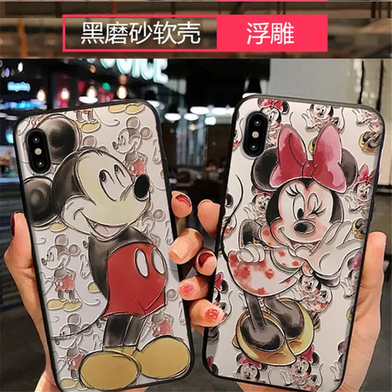 

Disney Couple Cartoon Embossed Mickey Minnie Phone Case for iPhone 7/8P/SE/X/XR/XS/XSMAX/6S/6PLUS/6SPLUS Phone Case Cover