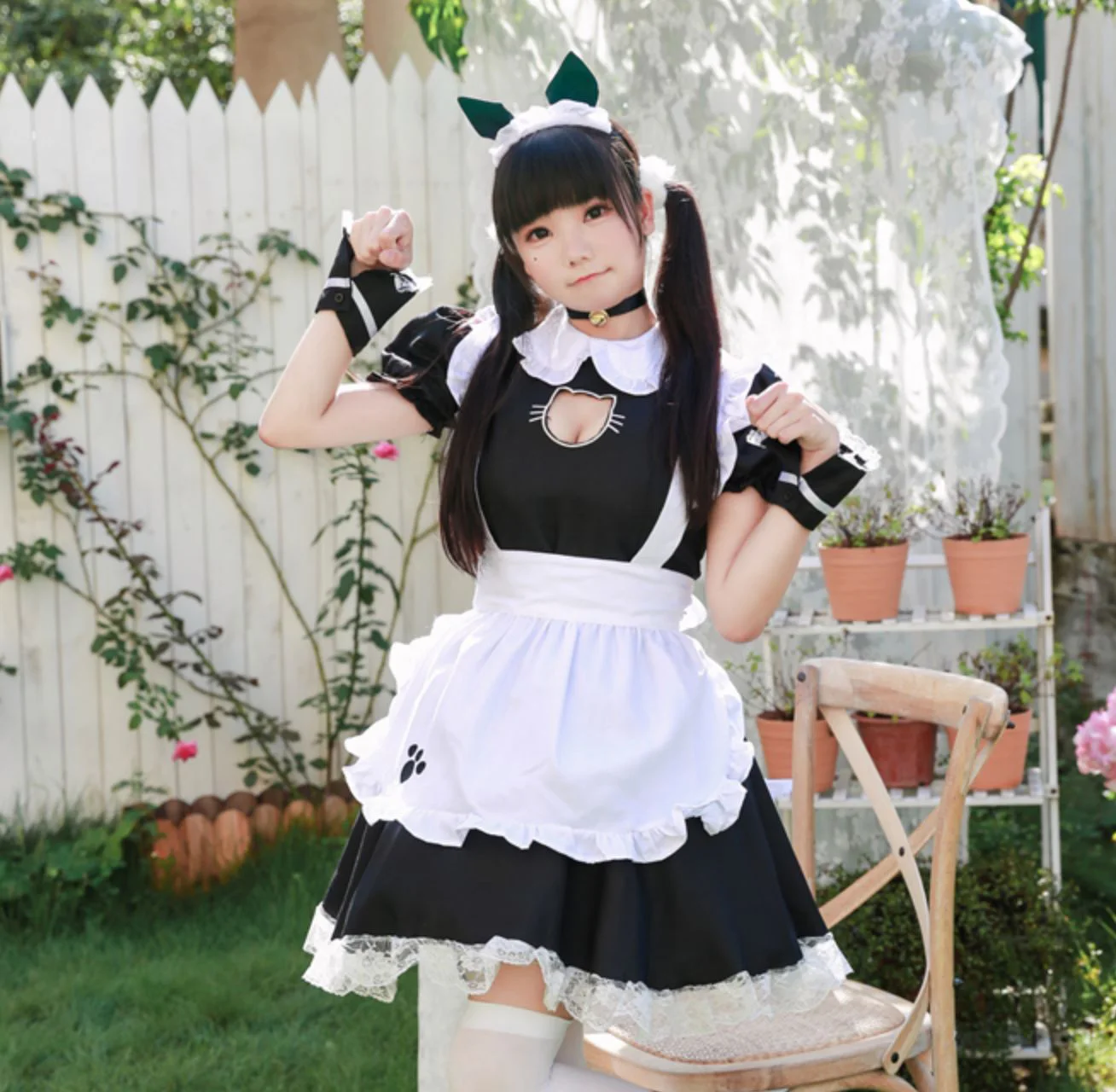 

Black Cute Cat Lolita Maid Dress Costumes Kwaii Cosplay Suit for Girls Woman Waitress Maid Party Stage Costumes 2021
