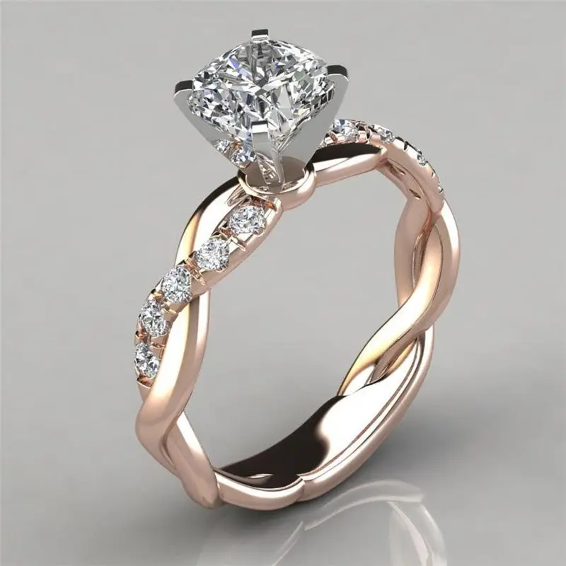 

2021 Trend Wedding Rings for Women Fashion Crystal Promise Ring Bride Engagement Wholesale Jewelry Valentines Day Gift