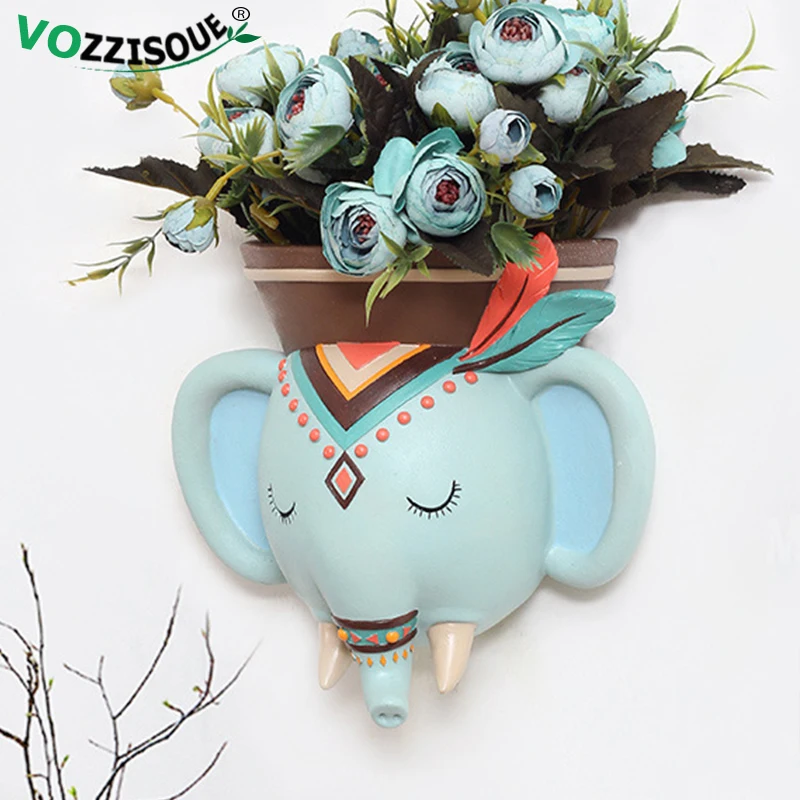 Подвесной горшок в виде слона цветочный животного на стене для комнатных