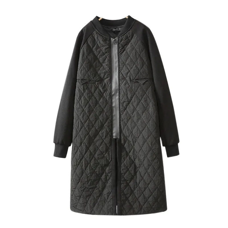 2023 New Autumn Winter Women's Parka Coat Warm Jacket Female Thin Cotton Quilted Coat Femmes Stand Collar Black Outerwear