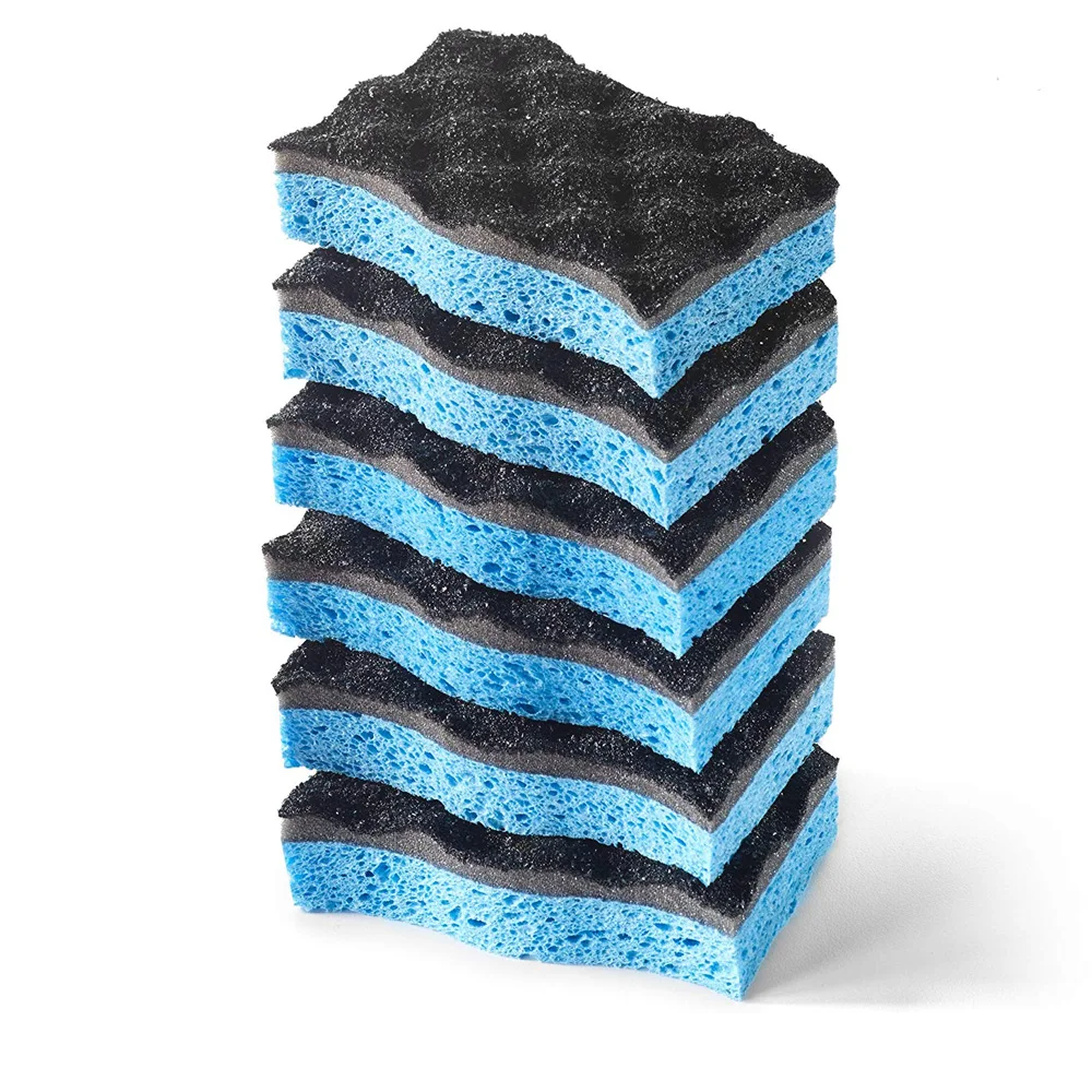 6 шт. губка для мытья автомобиля щетка чистки колеса двухсторонняя целлюлозная
