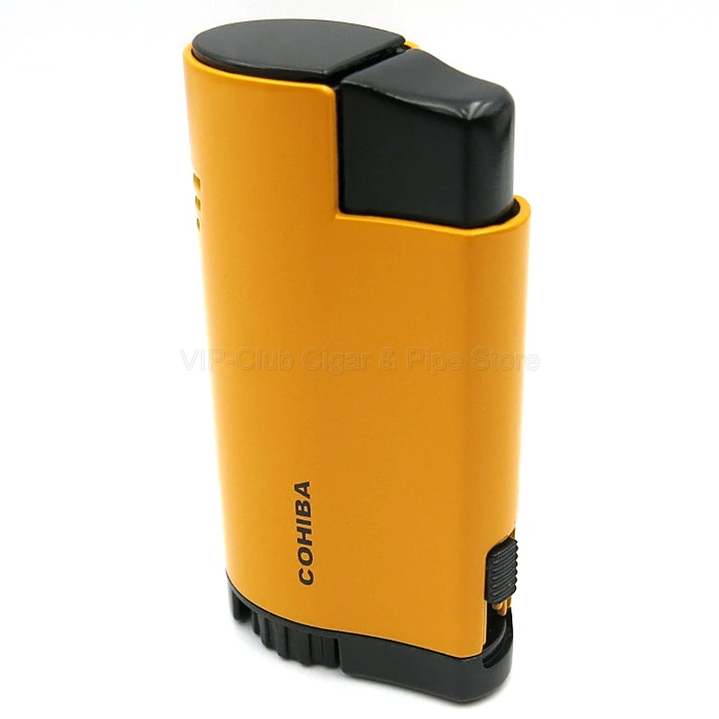 COHIBA высококачественный металлический 3 струйный фонарь для сигарет зажигалка с перфорацией Регулируемое пламя Бутан газовая зажигалка окно инструмент для курения