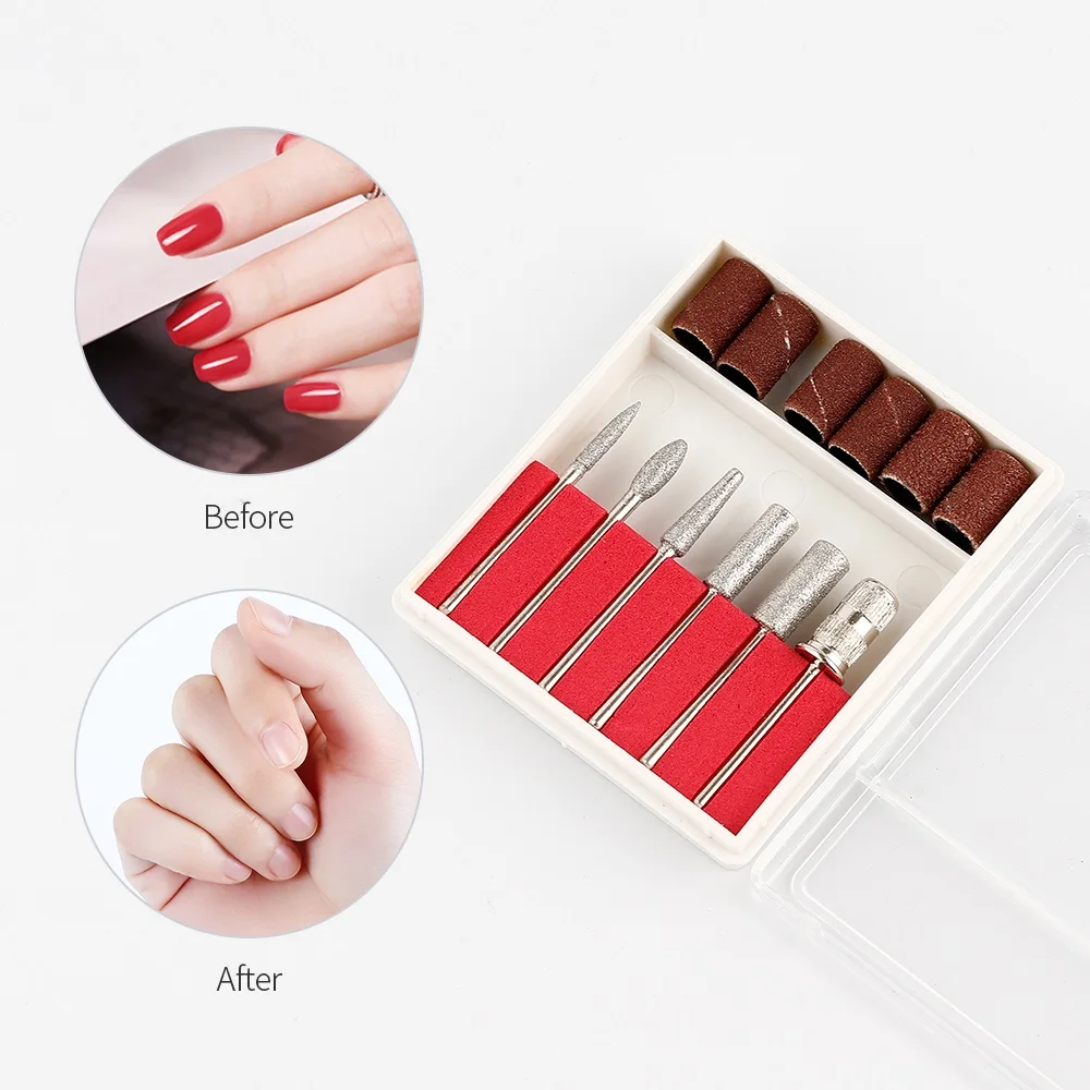 6 шт. сверла для ногтей набор шлифовальных головок лент электрических сверл