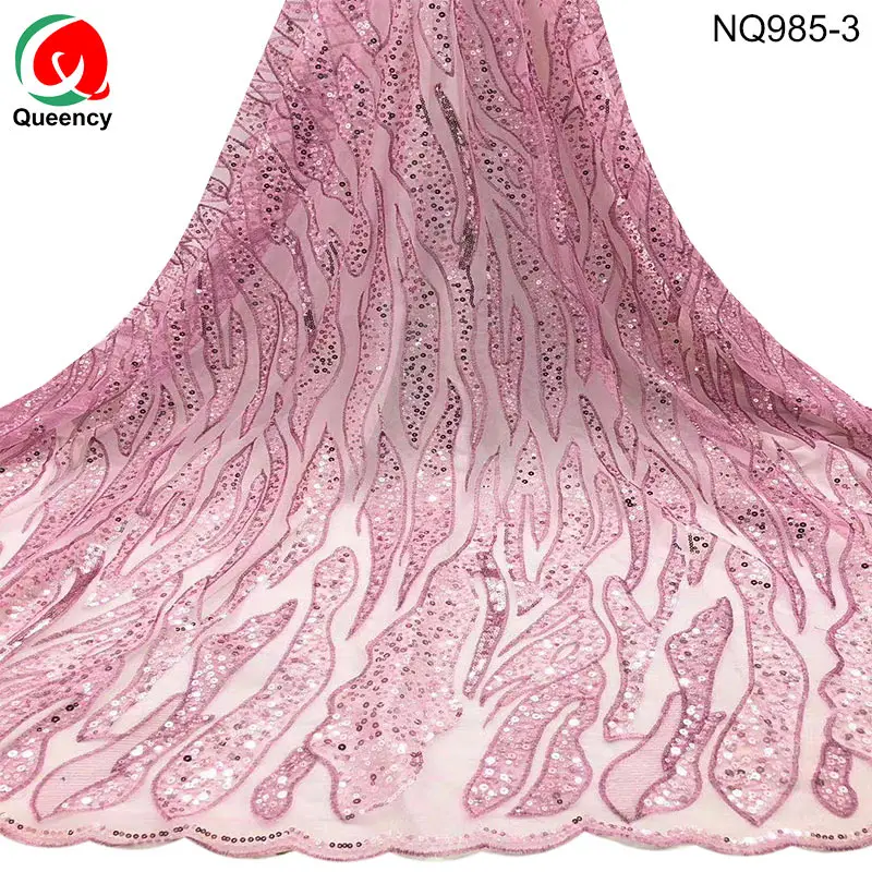 

NQ985 5 yards Golden Italy Net lace beautiful seaweed design full sequins embroidery TUlle lace fabric for party wedding dress