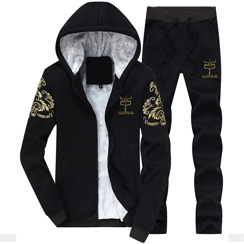 

Suit sportswear men's fall/winter hooded sweatshirt with zipper cardigan sportswear 2021 men's suit pullover two-piece casual
