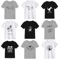 new t shirt boys clothes girls clothes pure cotton fashion casual characteristic printing black white gray three color t shirt