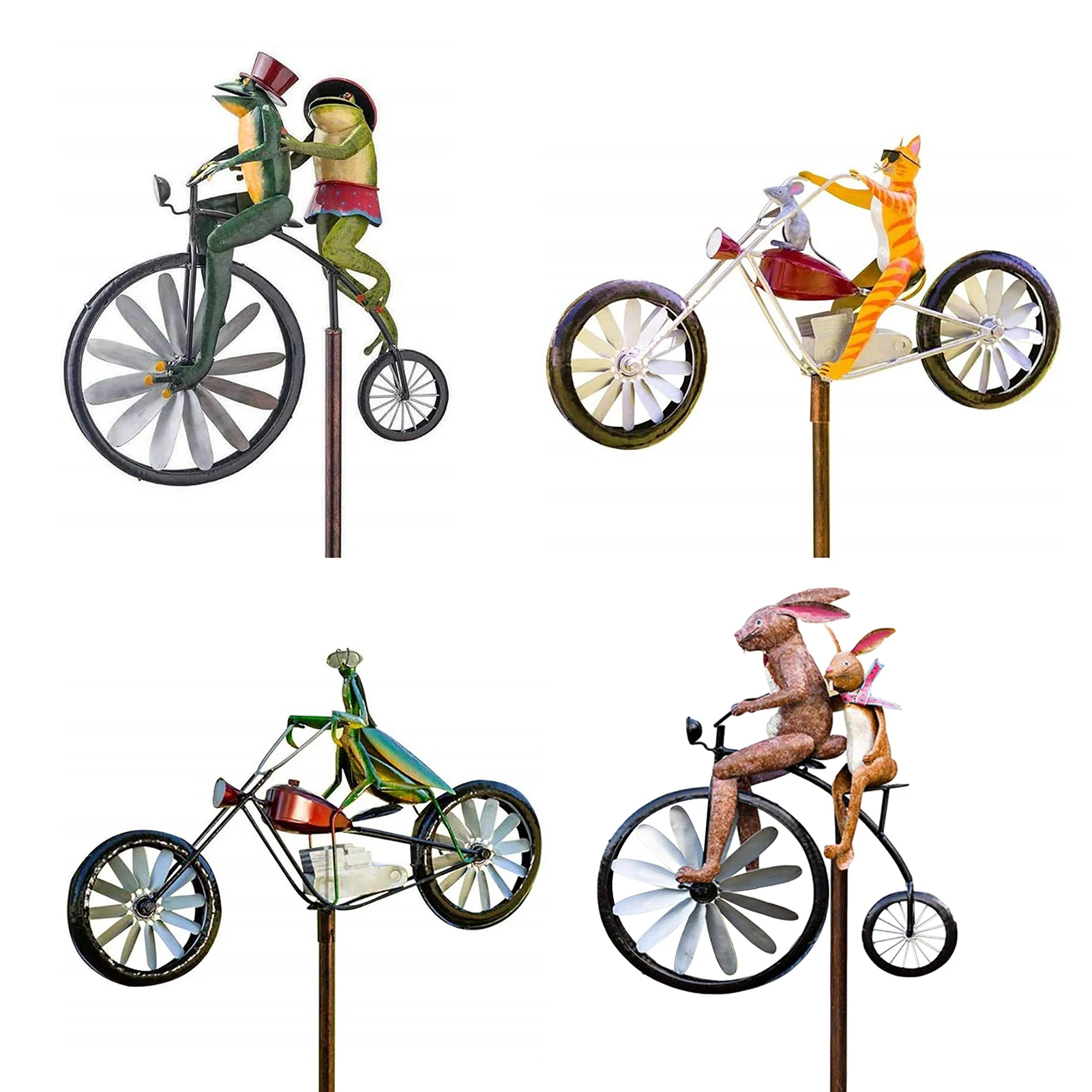 

Metal Wind Spinner Whirligig Animal Bike Windmill Iron Art Outdoor Garden Statue Ornament Funny Bicycle Wind Indicator Decor