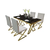 stainless steel dining room set home furniture minimalist modern marble dining table and 6 chairs mesa de jantar muebles comedor