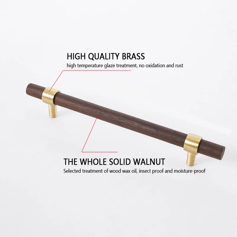 

Cabinet door handle Brass+real wood handles wardrobe cabinet handle drawer small knob furniture hardware kitchen accessoriesi