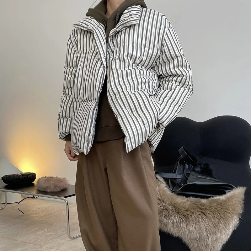 

Winter women's cotton clothing casual striped loose thick cotton clothing