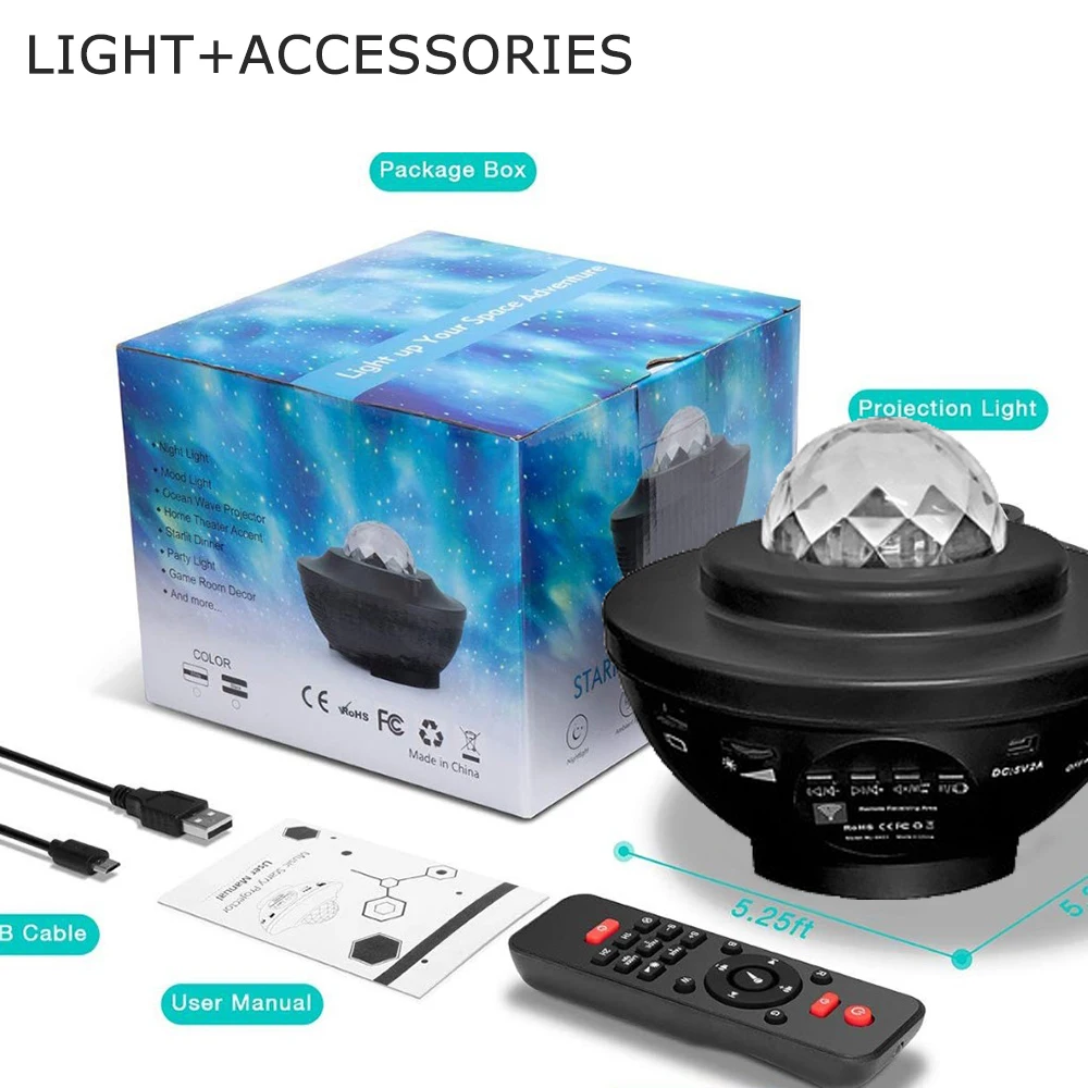 

Colorful Starry Sky Projector Led Night Light USB Blueteeth Music Player Star Projector Led Lamp Night Light For Home Room Decor